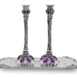 Special Stones Candlesticks Set with Tray