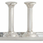 Extra Large Silver Pillar Candlesticks with Tray