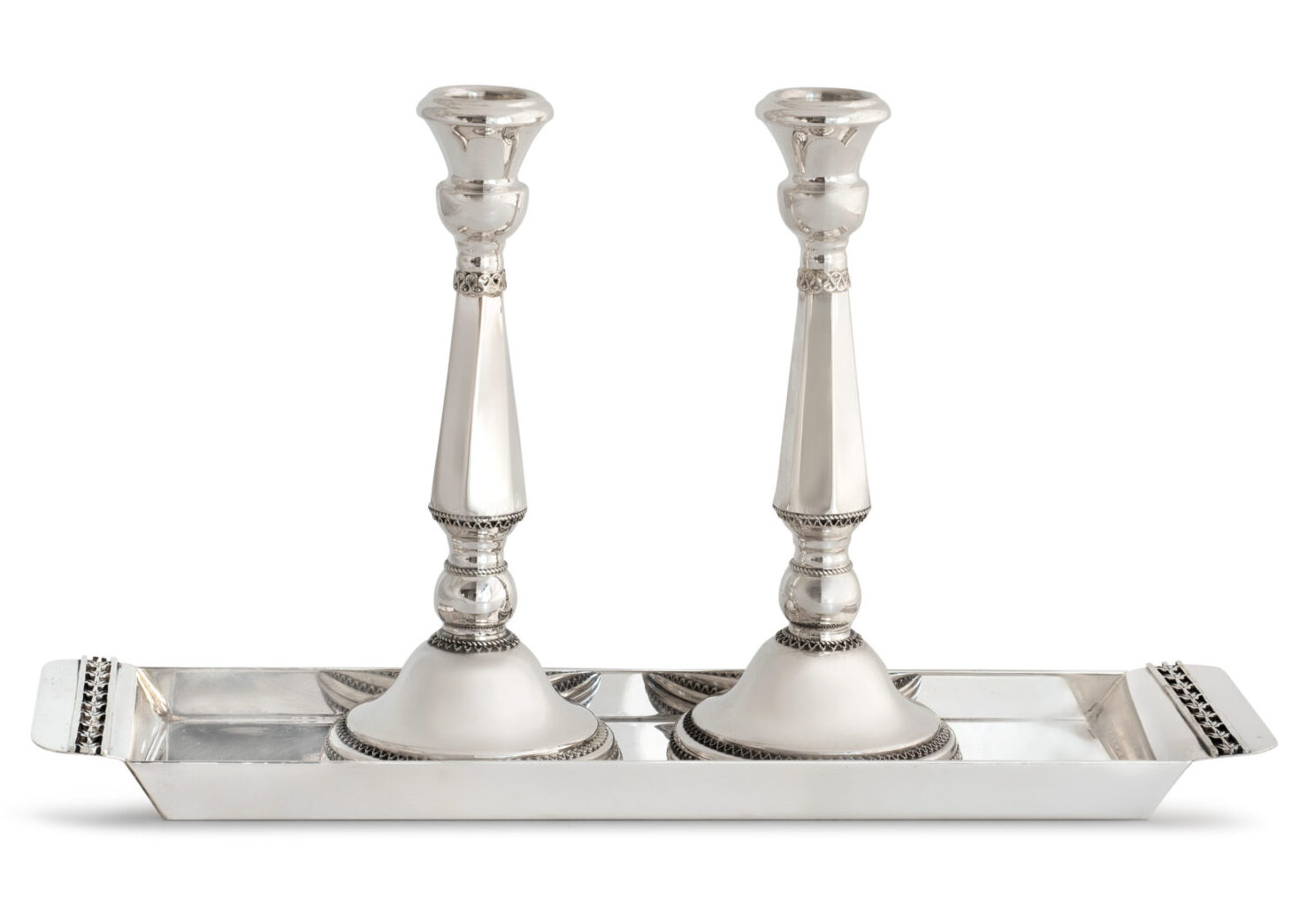 Shabbat Candle Holders With Tray