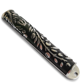 Small Mezuzah Case Made of Iron with olives tree Design Modern design