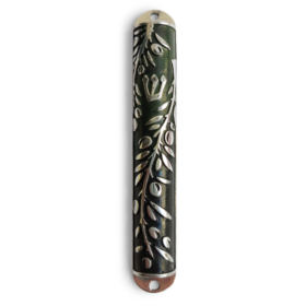 Mezuzah Case Made of Iron with olives tree Design