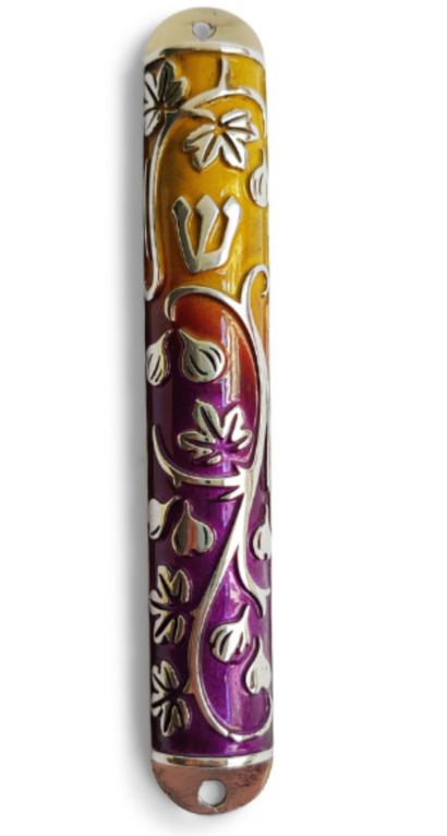 Mezuzah Case Made of Iron with fig leaves design