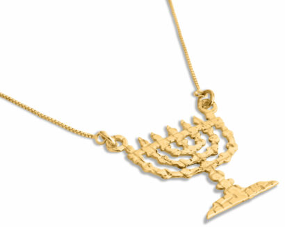 Gold Stylish Menorah Necklace