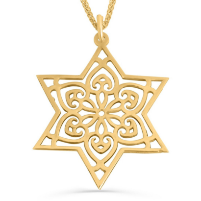 Geometric Cut-Out Star of David Gold Necklace