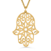 Hollow Small Hamsa Gold Filigree Necklace