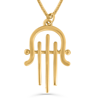 Harp-Shaped Hamsa 14K Gold Necklace