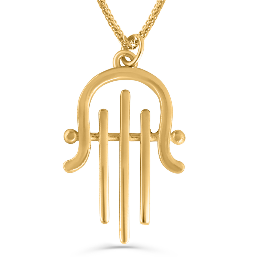 Harp-Shaped Hamsa 14K Gold Necklace