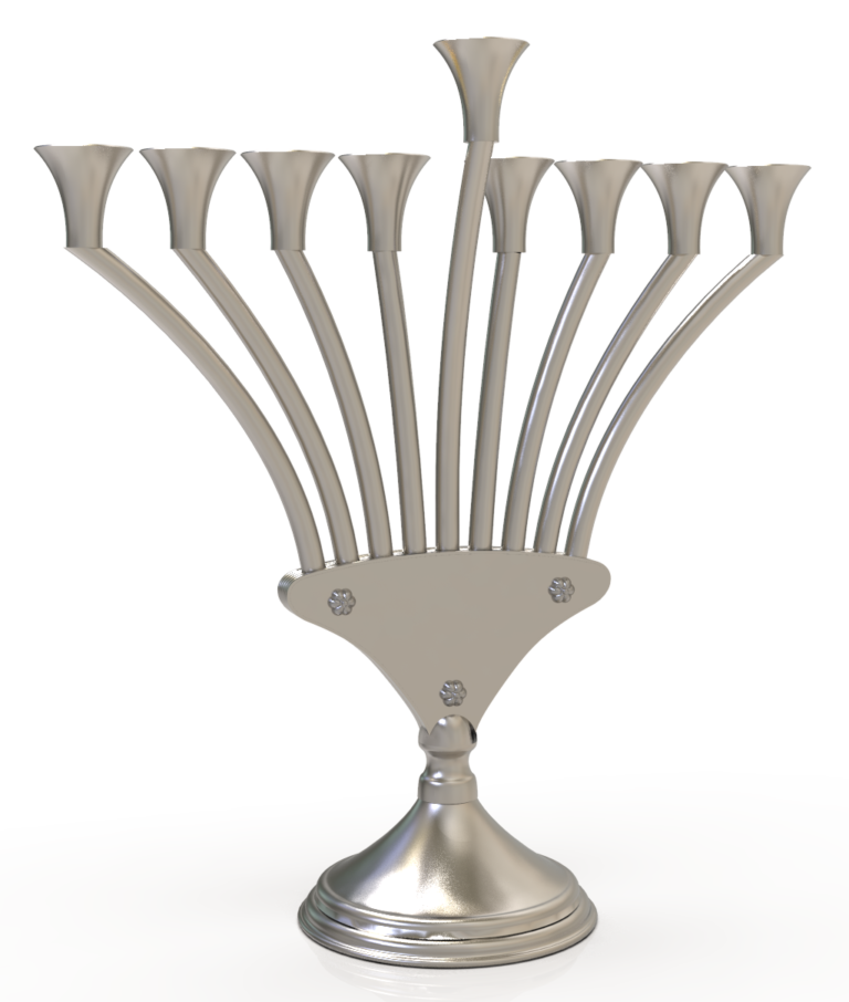 Modern V Shaped Stunning Sterling Silver Hanukkah Menorah