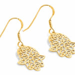Gold Filigree Dangle Earrings with Hamsa