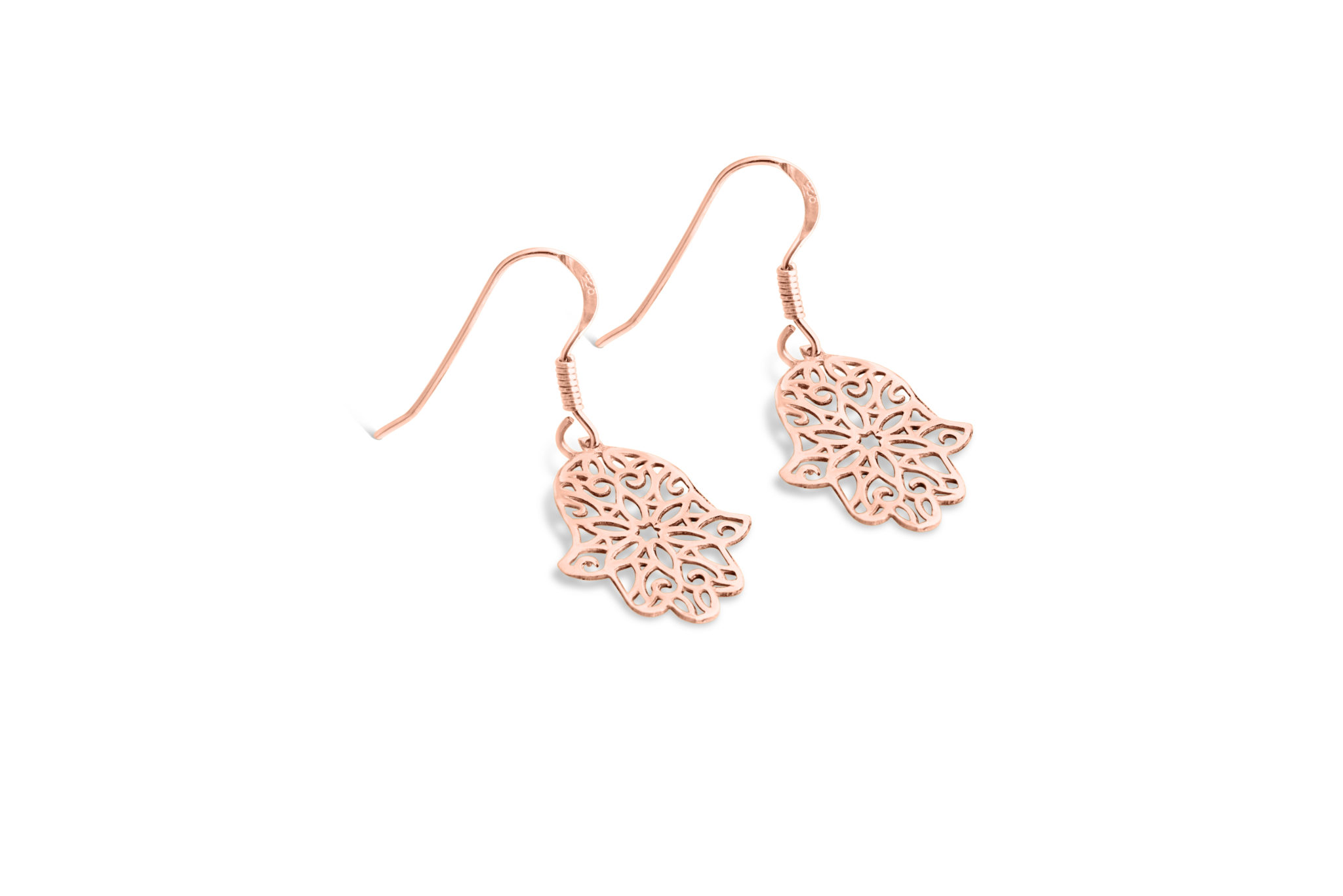 Gold Filigree Dangle Earrings with Hamsa