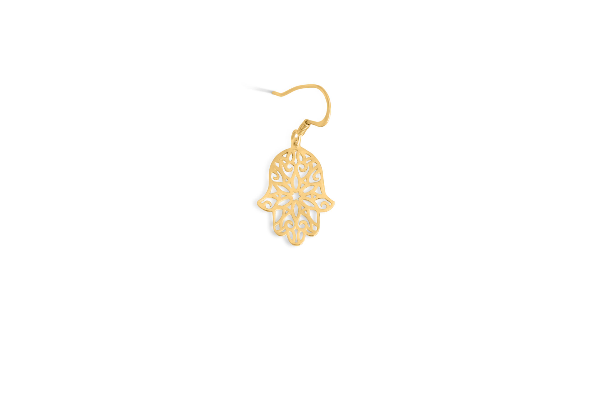 Gold Filigree Dangle Earrings with Hamsa
