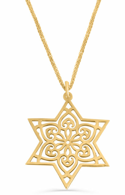 Geometric Cut-Out Star of David Gold Necklace
