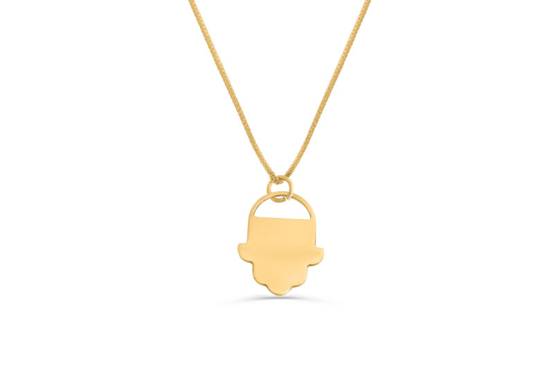 14K  Gold Modern Design Lucky Hand Necklace  - NADAV ART