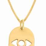 Modern Hamsa Gold Necklace with Hollow Evil Eye