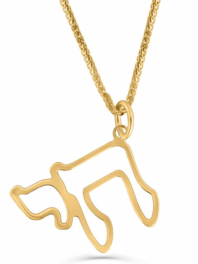 Cut-Out Unique Chai 14K Gold Pendant