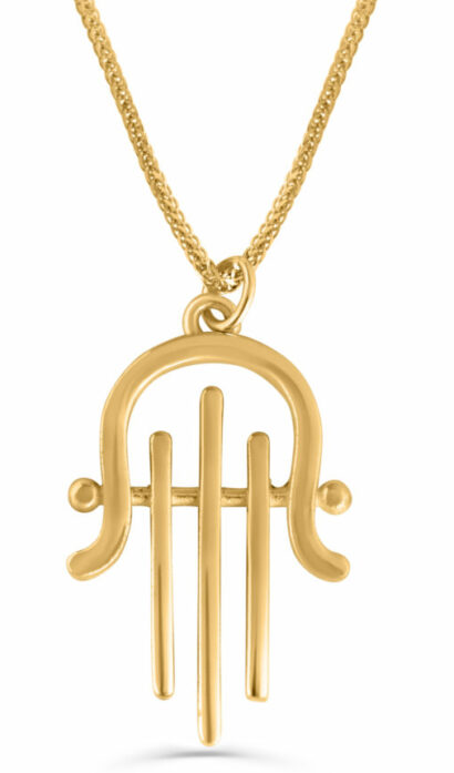 Harp-Shaped Hamsa 14K Gold Necklace