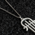 Hamsa Harp-Shaped Silver Necklace