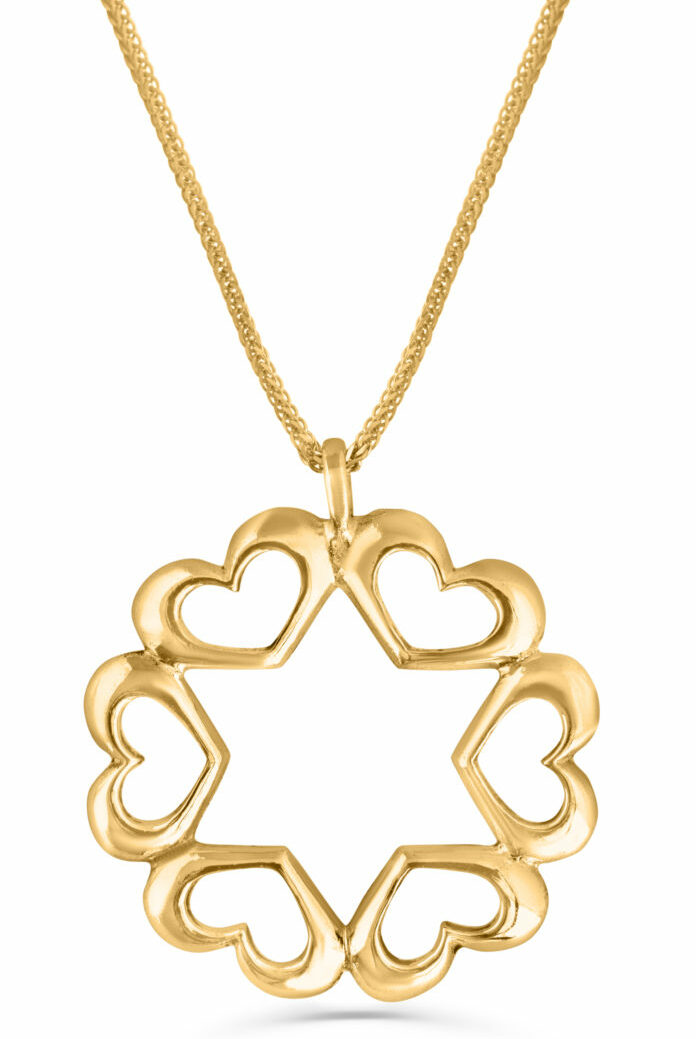 14k Gold Heart and Star of David Necklace