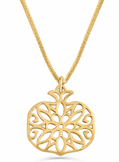 Cut-Out Filigree Pomegranate Gold Necklace
