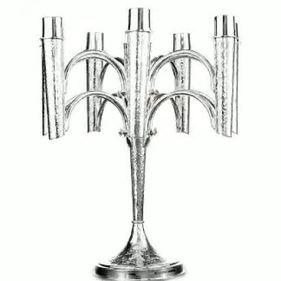 One-of-a-Kind Sterling Silver Candelabra With Hammered Finish