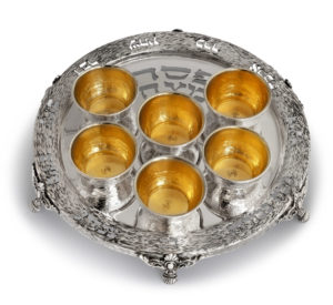 Silver Pesach Plate with 6 Mini Dishes Pesach Plate - NADAV ART