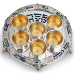 Sterling Silver Pesach Plate with Shades of Blue Enamel
