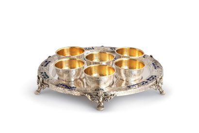 Silver Pesach Plate with Seder Bowls Pesach Plate - NADAV ART
