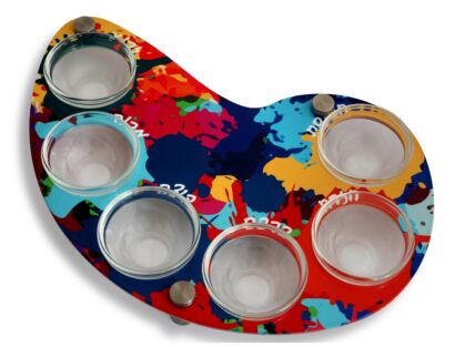 Colorful Painter Shape Pesach Plate with Glass Bowls