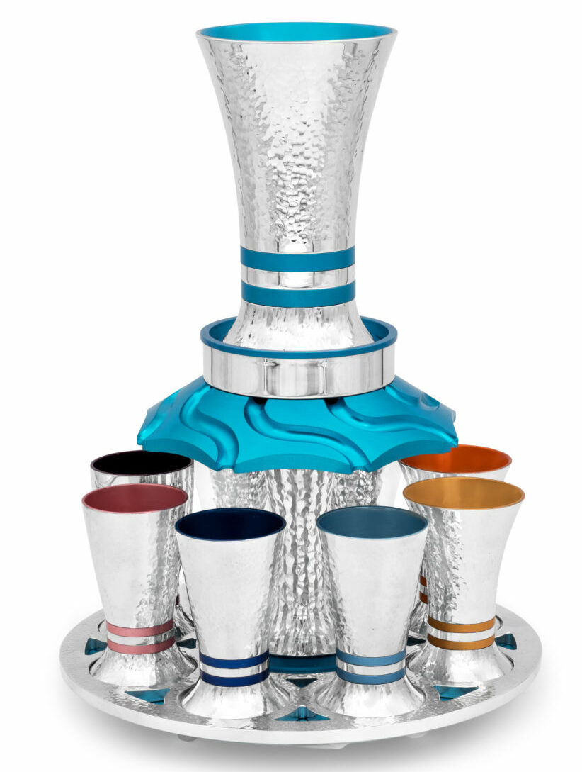 Aluminum Wine Fountain Set with 10 multi-colored cups