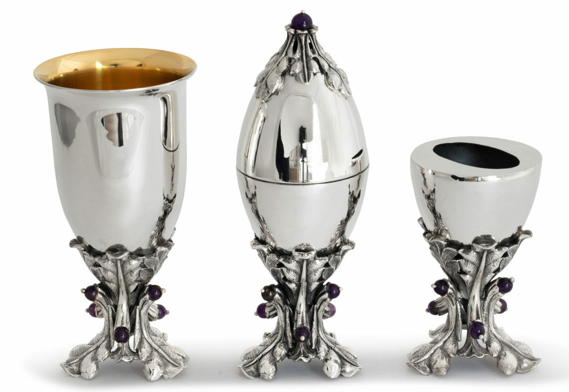 Amethyst Stones Sterling Silver Havdalah Set