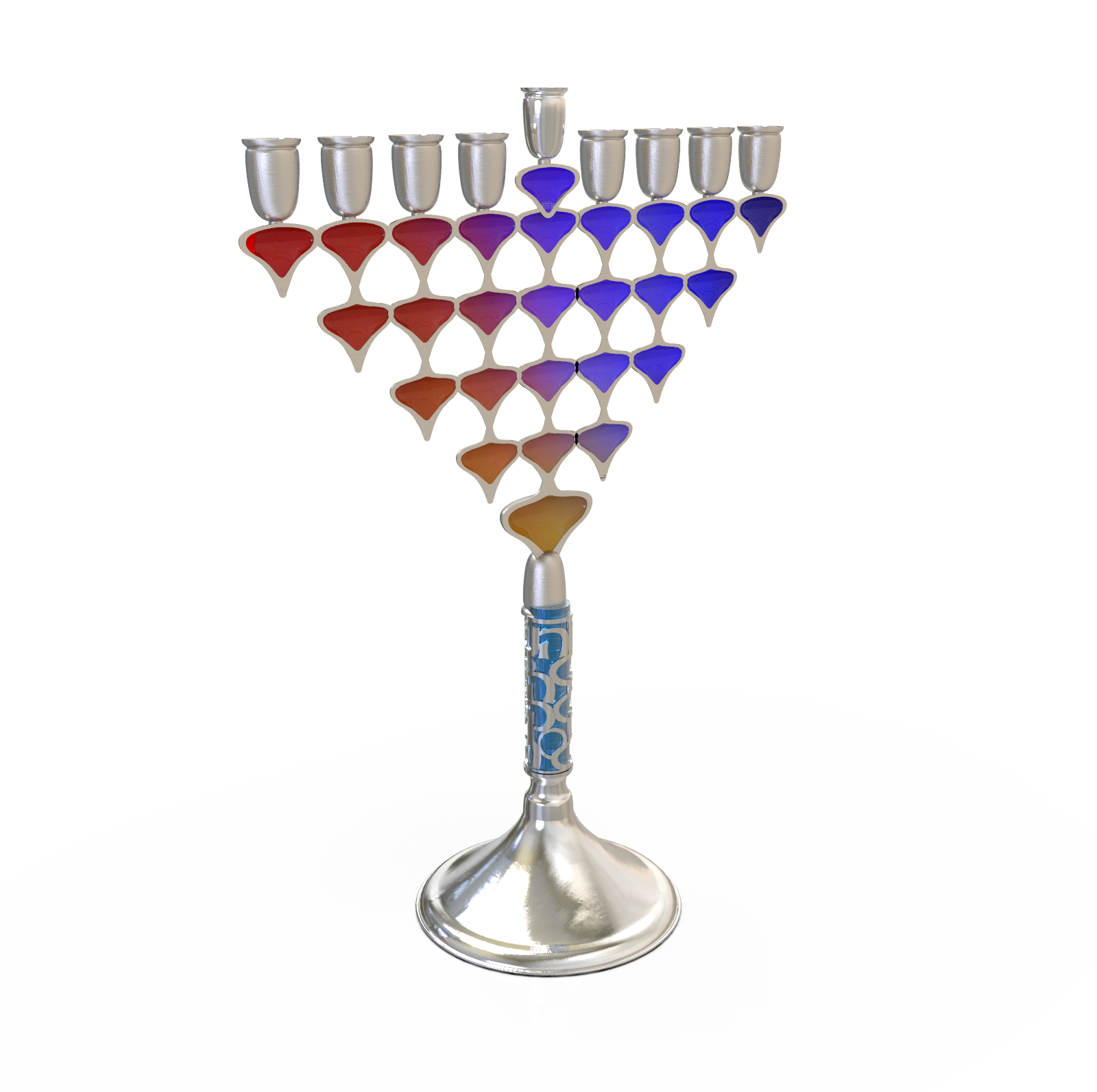 Contemporary Colorful Menorah for Hanukkah with Enamel
