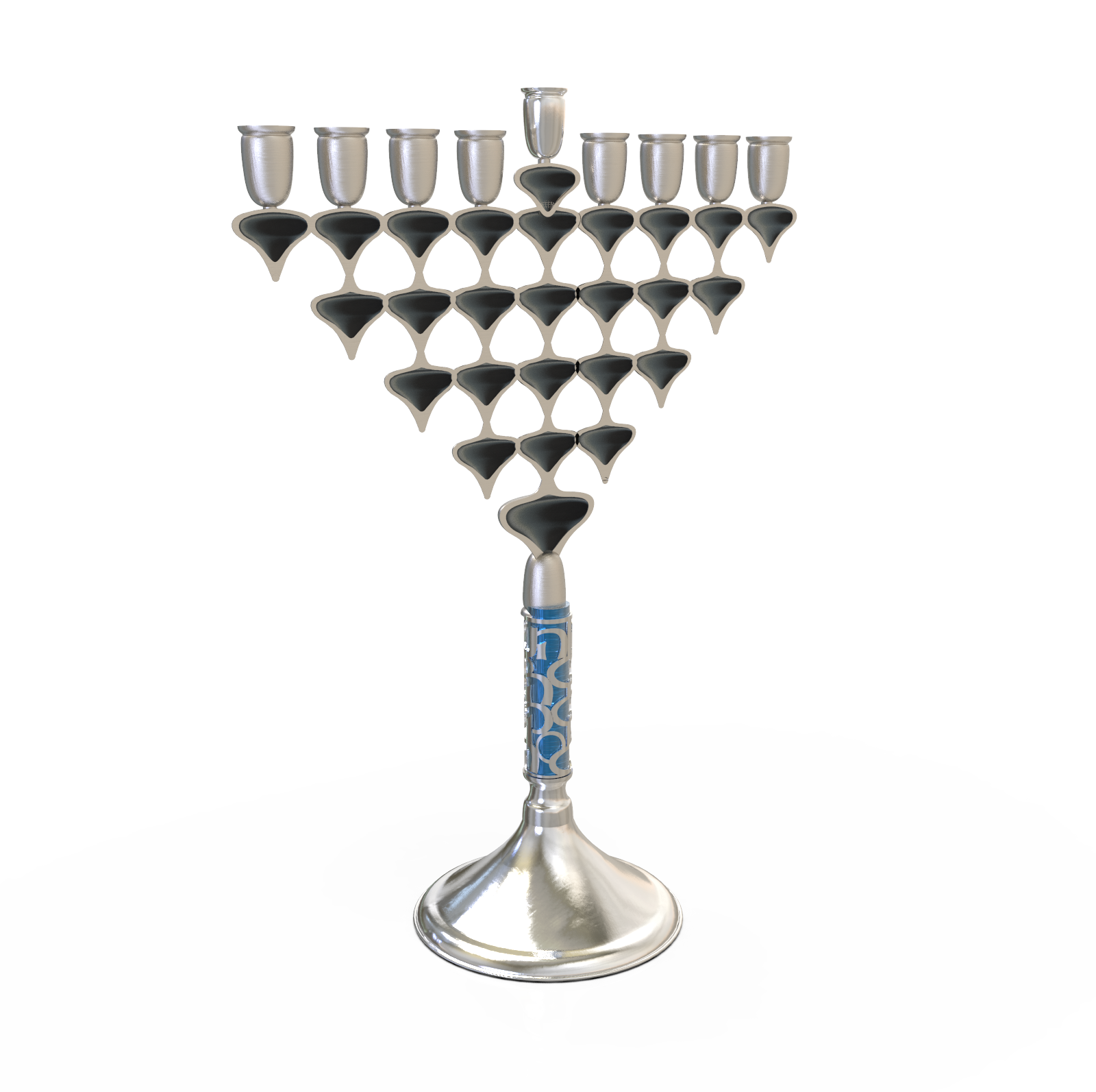 Contemporary Colorful Menorah for Hanukkah with Enamel