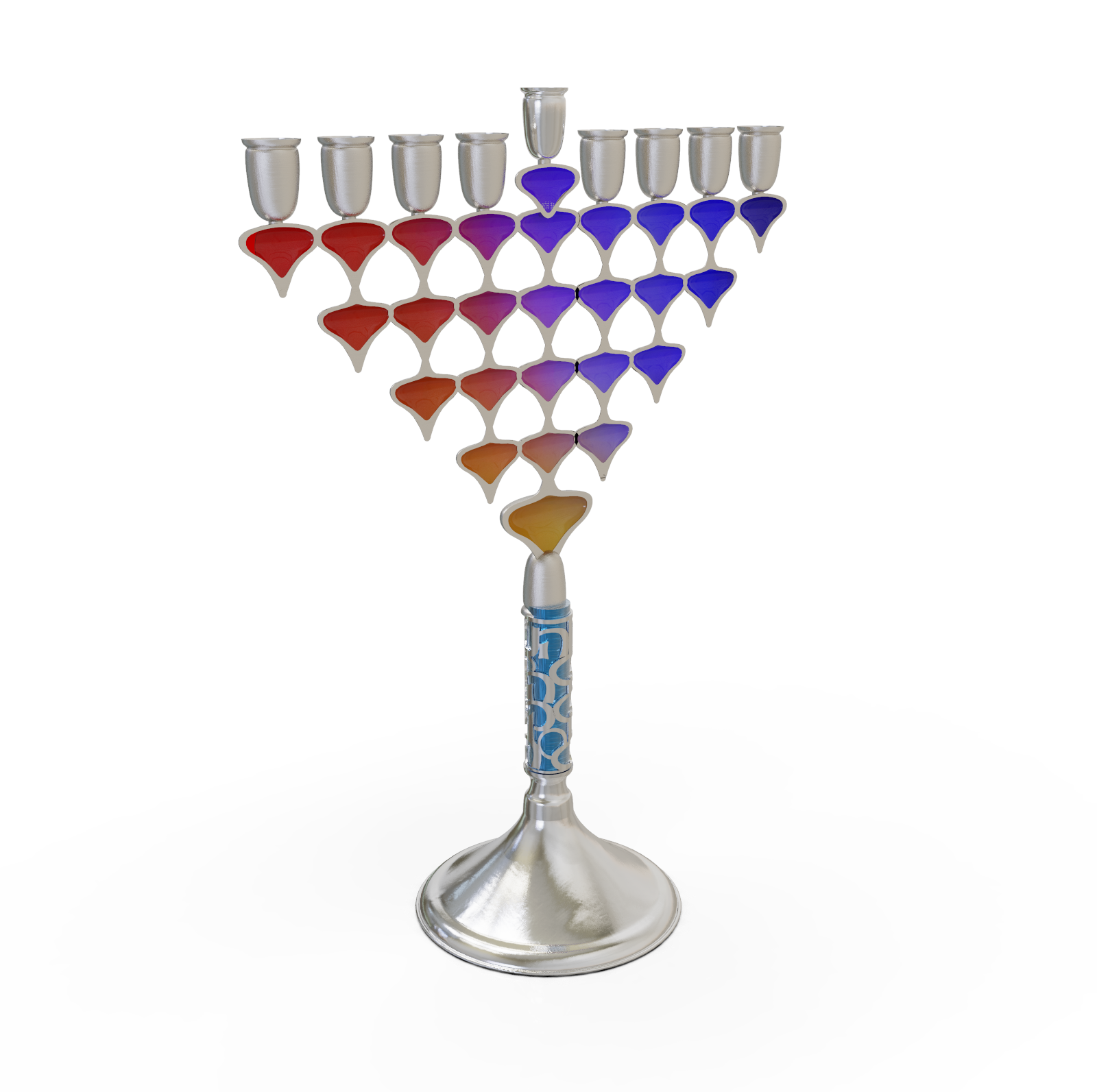 Contemporary Colorful Menorah for Hanukkah with Enamel