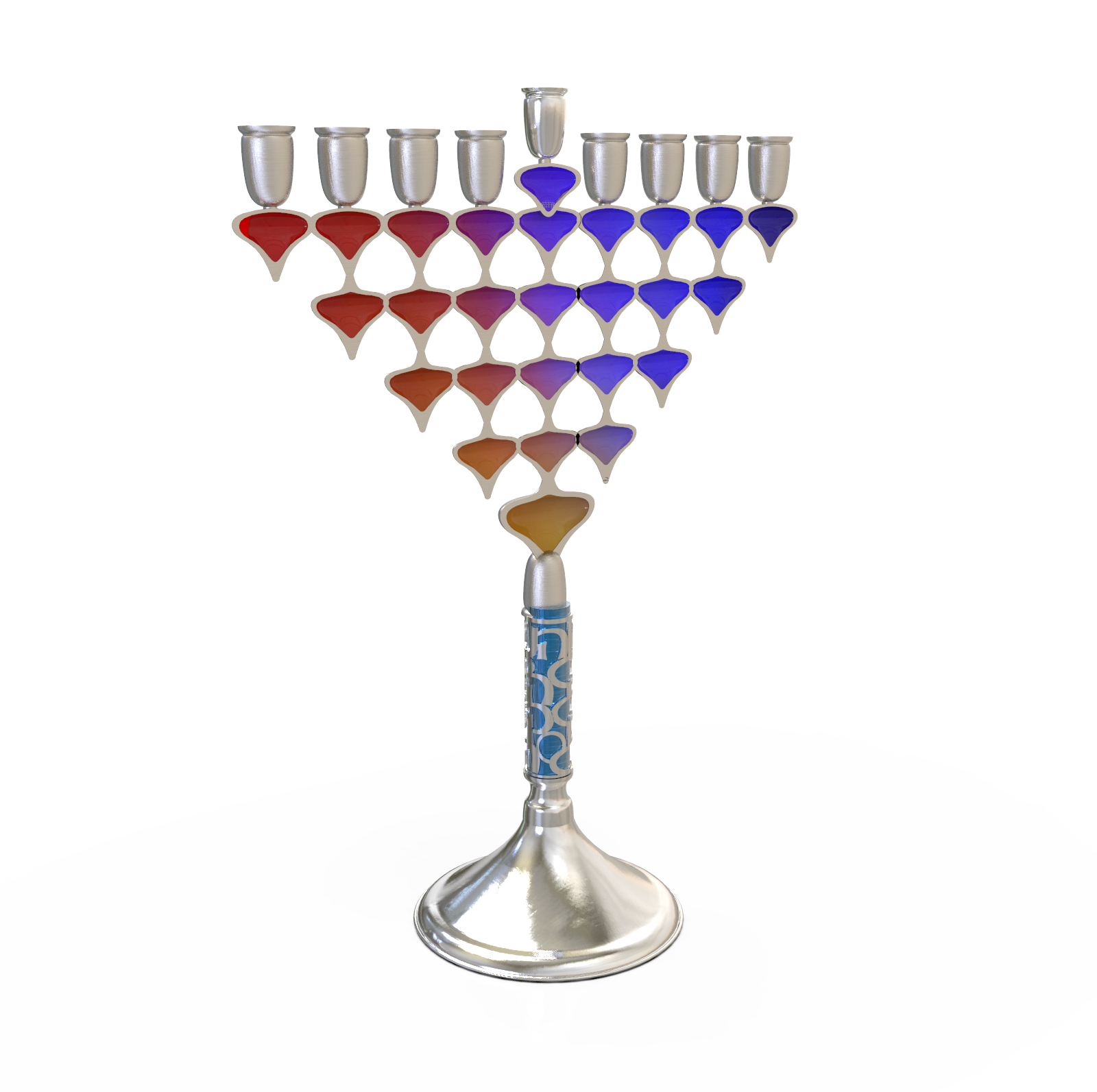 Contemporary Colorful Menorah for Hanukkah with Enamel