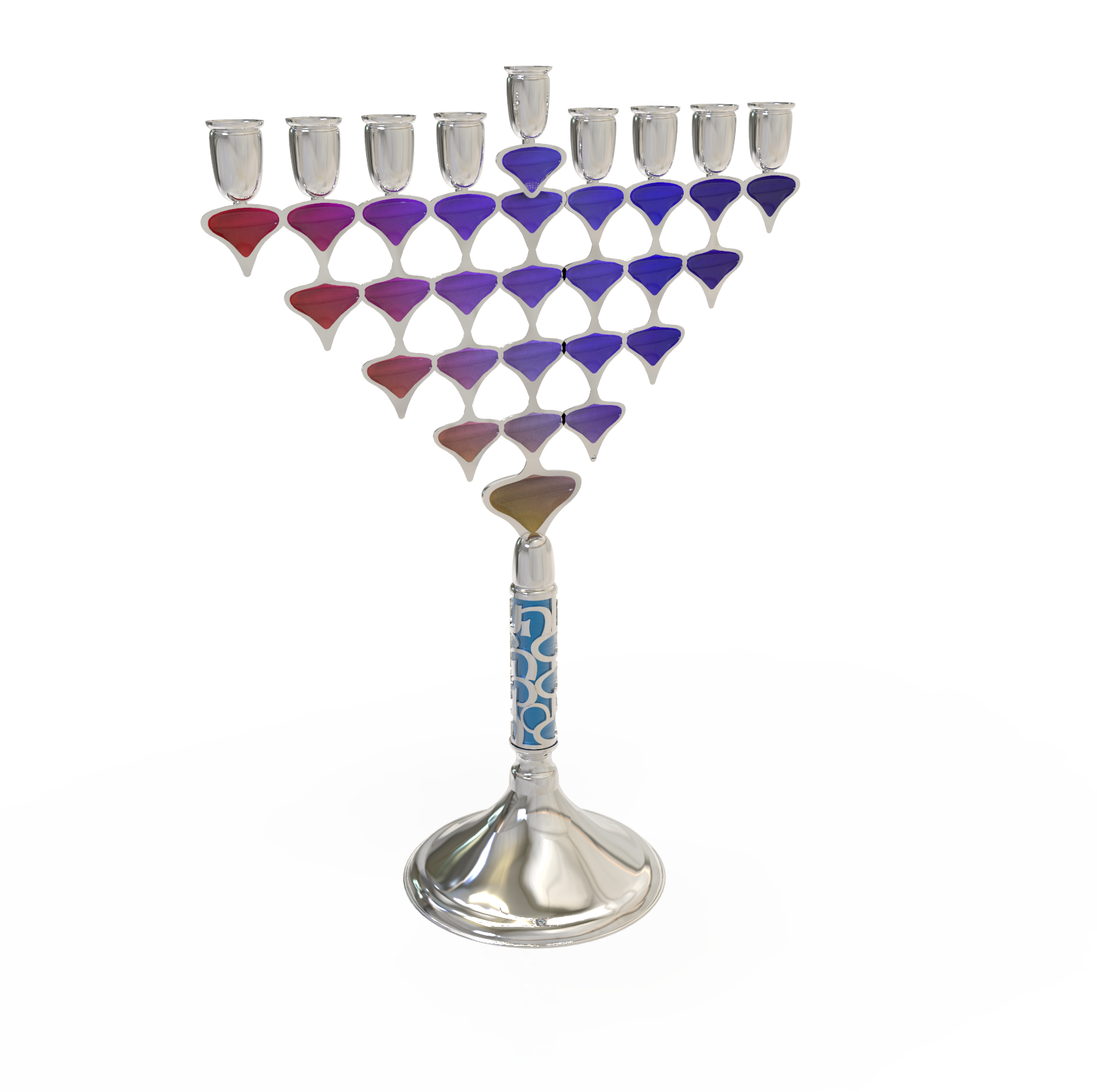Contemporary Colorful Menorah for Hanukkah with Enamel