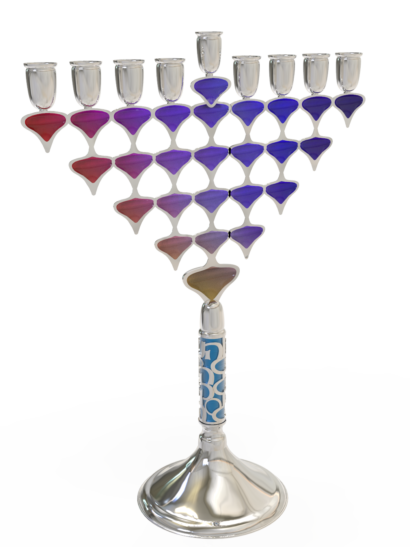 Contemporary Colorful Menorah for Hanukkah with Enamel