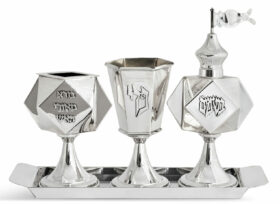 Contemporary Geometric Silver Havdalah Set