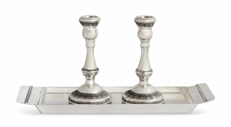 Traditional Silver Candlesticks with Yemenite Filigreee