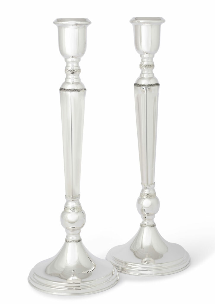 Grand Silver Candlesticks in Vintage Style