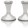 Compact Sterling Silver Candlesticks with Filigree Rim