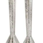 Large Silver Candlesticks with Hammered Finish