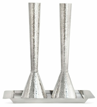 Marvelous Silver Candlesticks with Hammered Finish