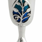 Small Floral Silver Kiddush Cup with Enamel