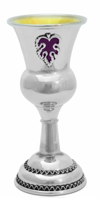 Small Sterling Silver Kiddush Cup with Enamel