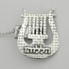 Harp Shaped Silver Tallit Clips with a Verse
