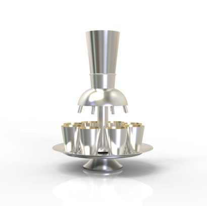 Shiny Silver Wine Fountain Set with Kiddush and Small Cups