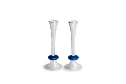 Large Hammered Aluminum Candlesticks with Colorful Touch