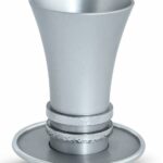 Tapered Colorful Kiddush Cup with Bold Hammered Rings