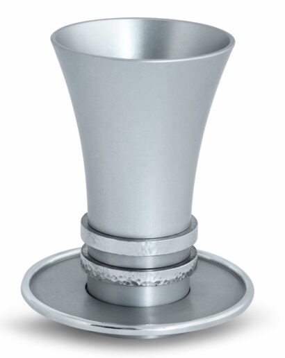 Tapered Colorful Kiddush Cup with Bold Hammered Rings