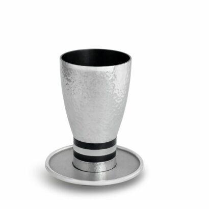 Hammered Kiddush Cup with Colorful Rings